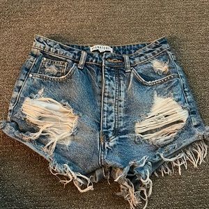 Ripped jean shorts